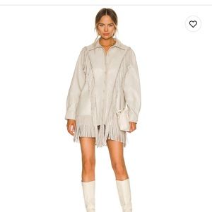 LAMARQUE Illona Leather Fringe Shacket Size M